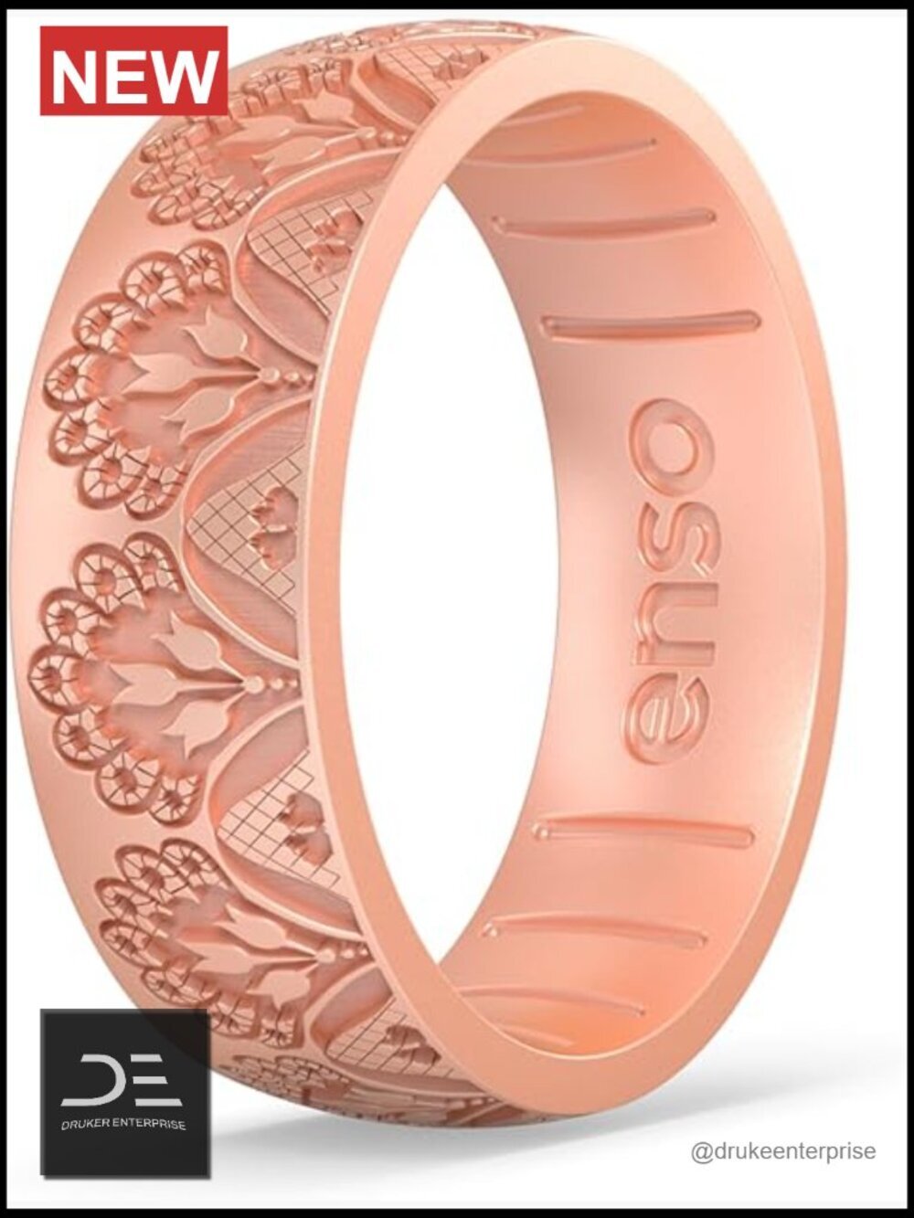 Ultra Comfortable Breathable Silicone Wedding Band Ring - Summer Etched